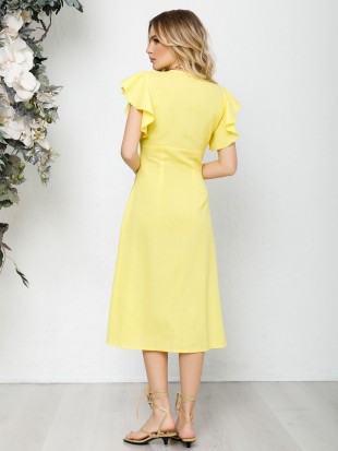 Жовте бавовняне плаття на ґудзиках: 796 грн. фото 4