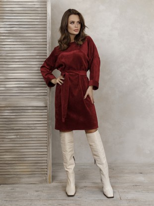 Вільна сукня з бордового вельвету: 726 грн. фото 2