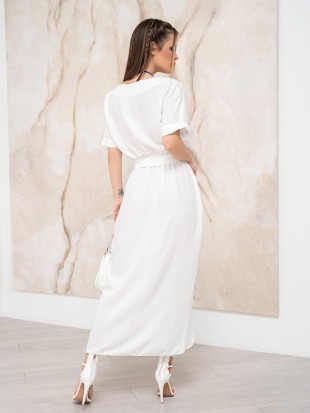 Біла довга сукня з розрізом на нозі: 419 грн. фото 4