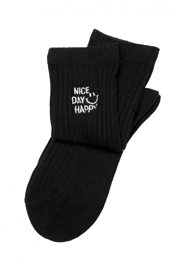 Черные высокие носки с надписью