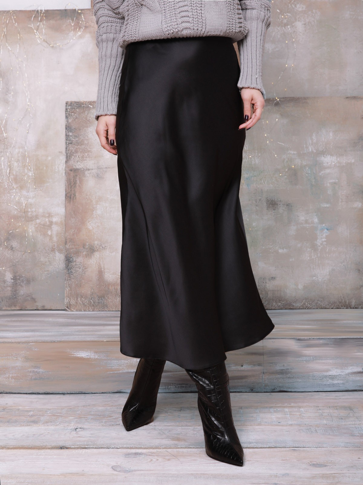 Черная шелковая юбка: 570 грн. фото 1