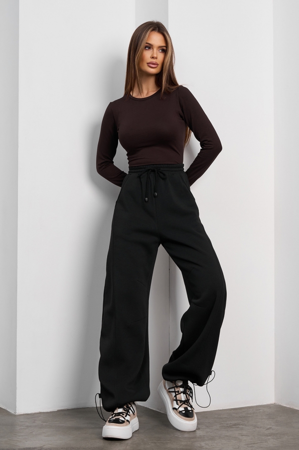 Черные утепленные брюки багги