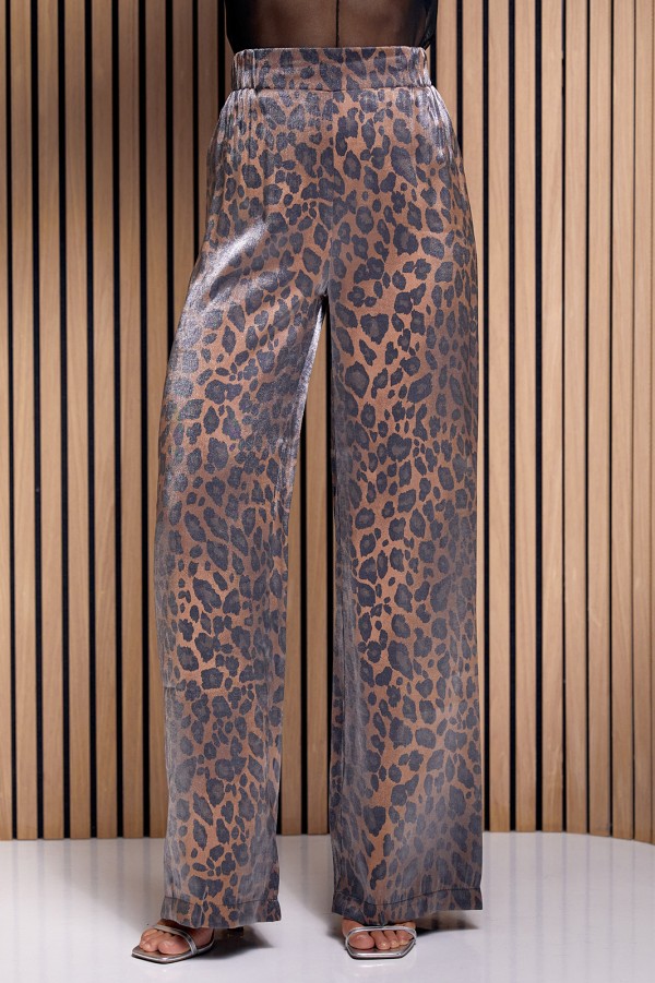Леопардові брюки з полірованої бавовни