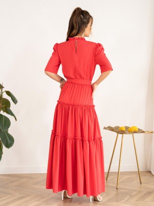 Малинова довга сукня з рюшами: 741 грн. фото 4