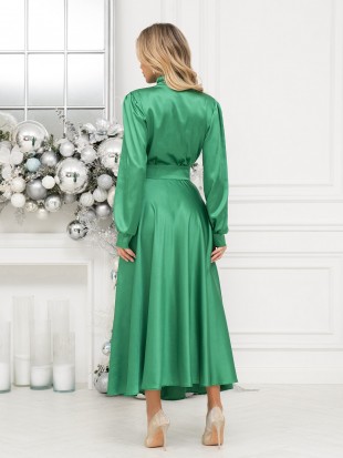 Зелена шовкова сукня з бантом: 1 114 грн. фото 4