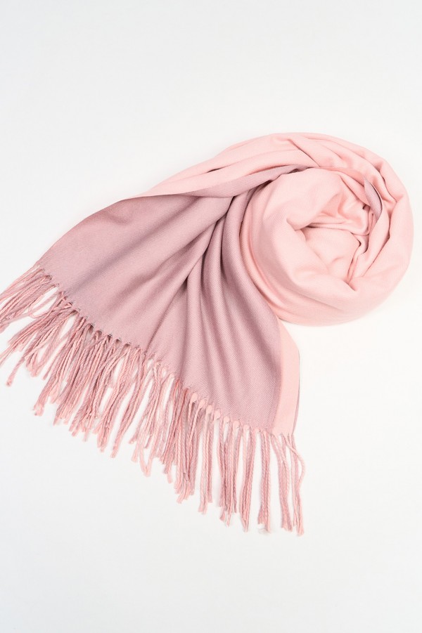 Персиково-бежевый двусторонний палантин из кашемира